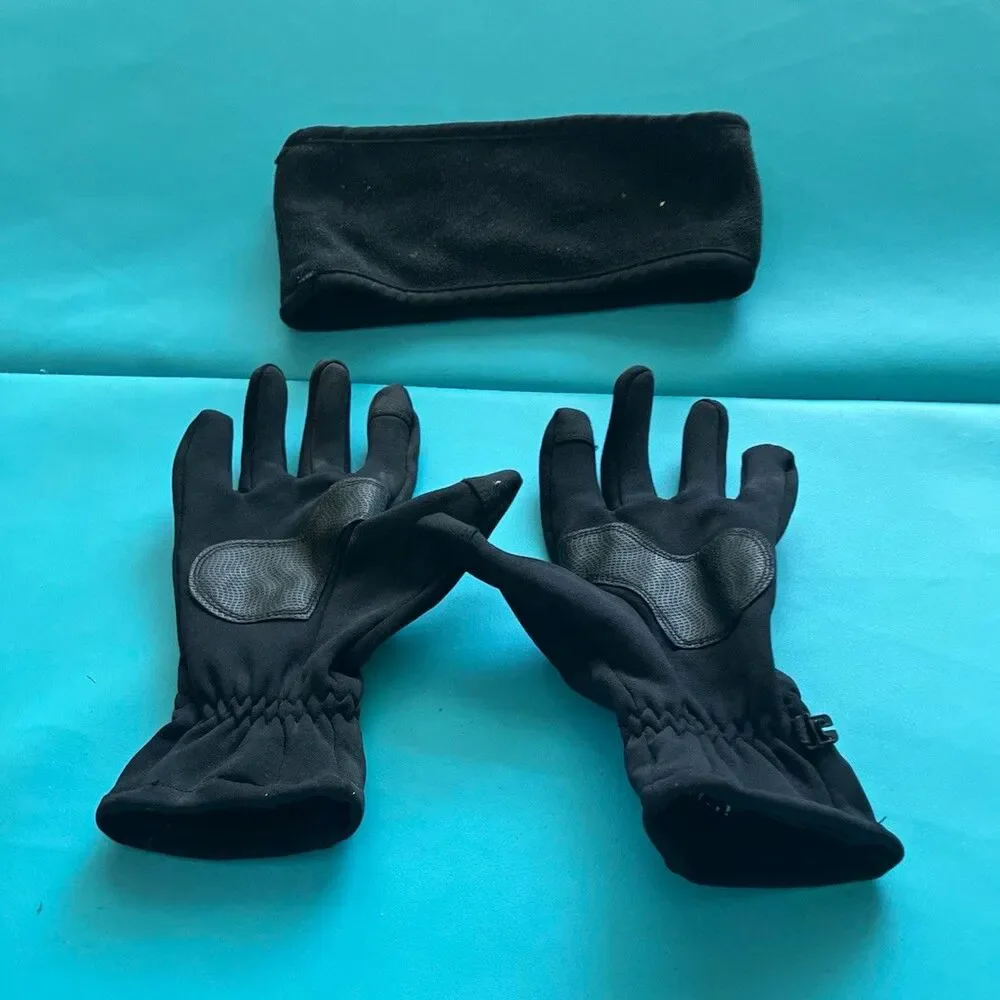 Women’s Touchscreen Compatible Black Wrist Gloves Size L Outdoor Running